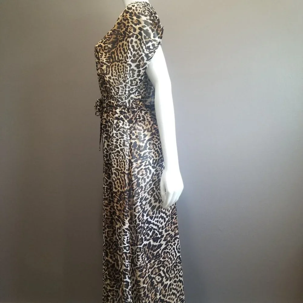 Calvin Klein Jaguar Animal-Print St. Tropez Tie-Front Maxi Cover-up Size… - Picture 4 of 9